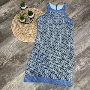 Pink Martini Blue & White Geometric Print Dress – XS – Excellent Condition